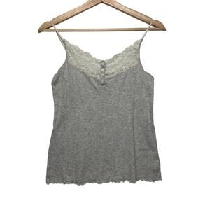 Vintage Gapbody Lace Button Cami Tank Top Gray Sz M Y2K Lace Retro Summer